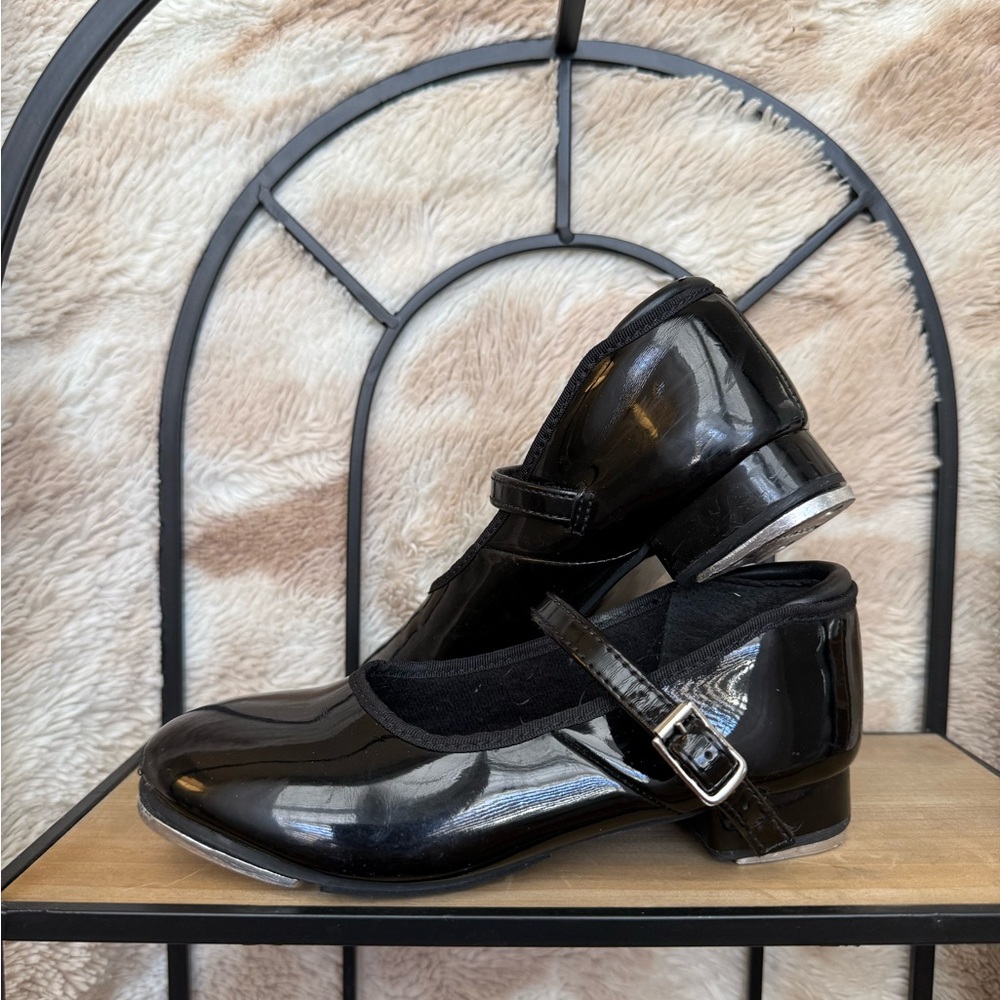 Kids Shiny Black Mary Jane Tap Shoes